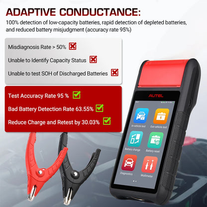  Maxibas BT608E Car Battery Tester Scanner 12V 24V 100-3000 CCA Battery Analyzer All System Diagnostic Battery Registration Tool