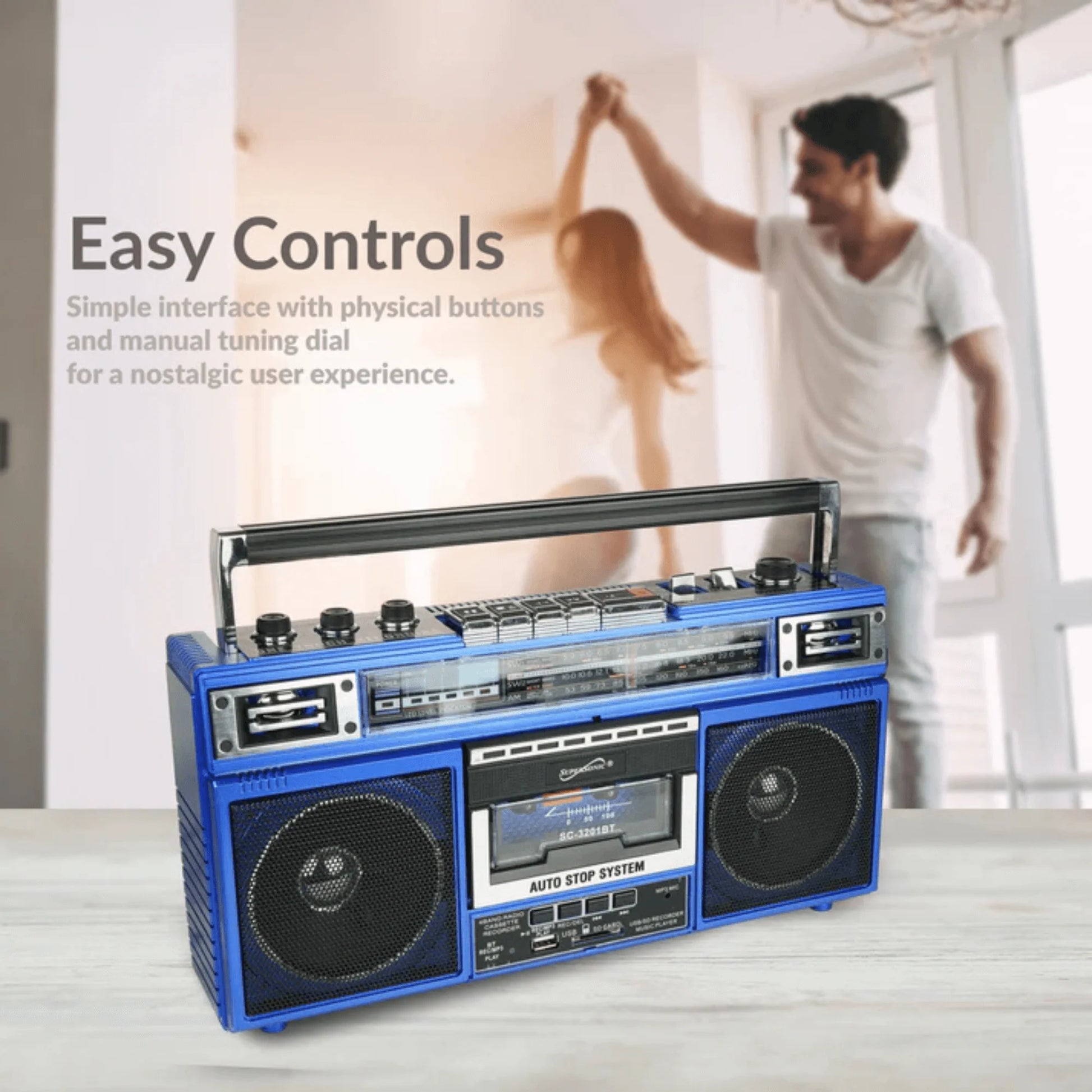 Supersonic 4 Band Bluetooth Radio & Cassette Player + Cassette to Mp3 Converter