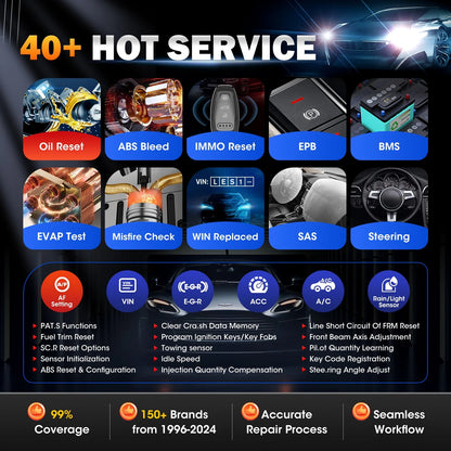 Autel Maxicom MK900BT 11 OS 8-Inch LCD Auto Diagnostic Scanner Tool 40+ Reset Bi-Directional Control Active Test