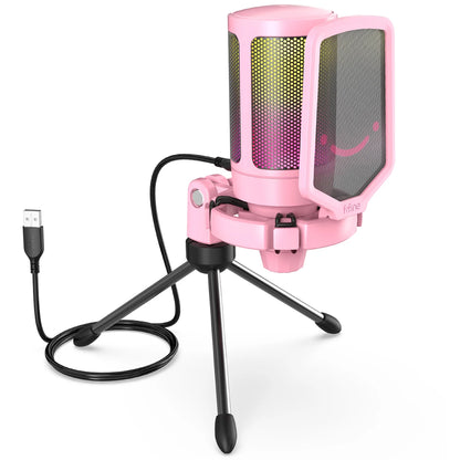 FIFINE Ampligame USB Condenser Microphone for Gaming and Streaming with Pop Filter, Shock Mount, and Gain Control for PC/MAC