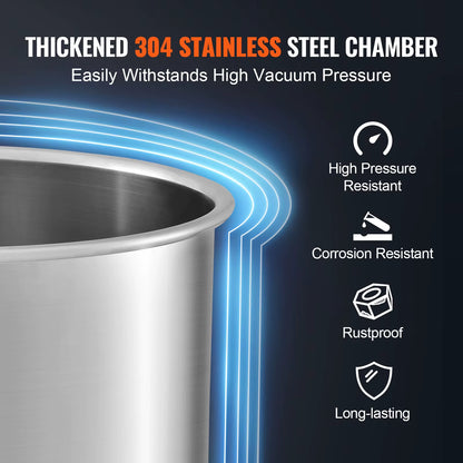 3 Gal Upgraded Tempered Glass Lid Vacuum Degassing Chamber 304 Stainless Steel for Stabilizing Wood, Resin Degassing