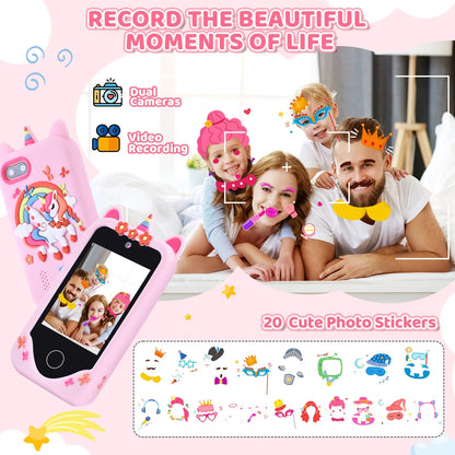 Children's Educational Smartphone Toy with Touchscreen HD Dual Camera and 32GB SD Card - Ideal Travel Companion and Birthday Gift