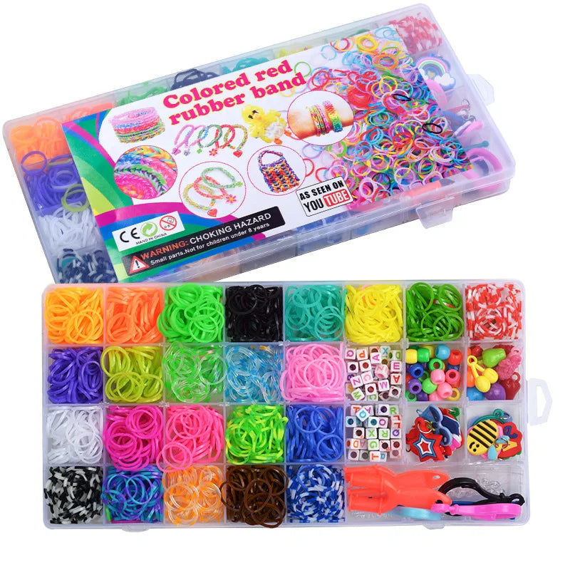 Creative Colorful Loom Bands Set Rainbow Bracelet Making Kit DIY Rubber Band Woven Bracelets Craft Toys for Girls Birthday Gifts