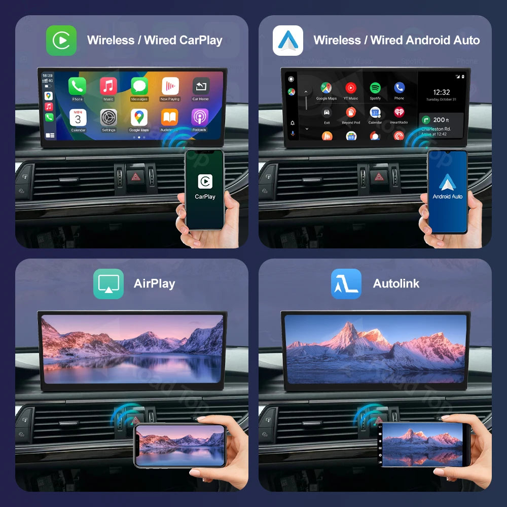 12.3" Linux Multimedia Display for Audi A6 C6 and A7 C7 (2011-2018) with Wireless CarPlay, Android Auto, and AirPlay Integration
