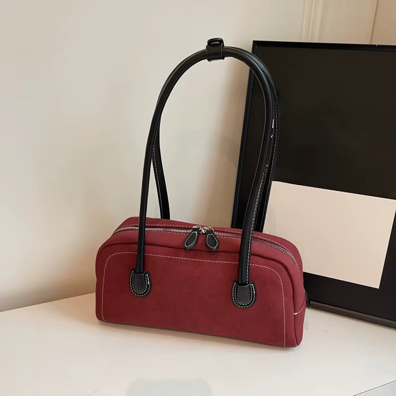  Women Shoulder Bag Multi Pocket Underarm Bag Faux Suede Tote Purse Zipper Satchel Bag Designer Brand Ladies Shoulder Bag