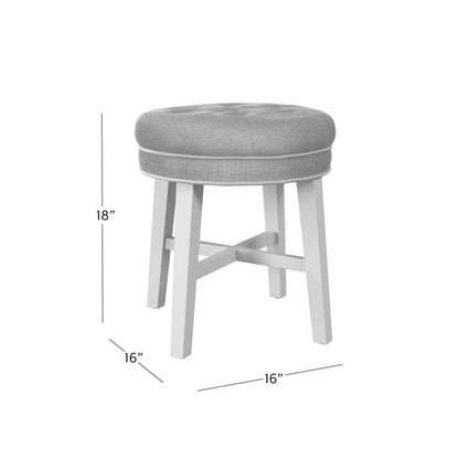 18" Sophia Tufted Backless Wood Vanity Stool - Linen Gray