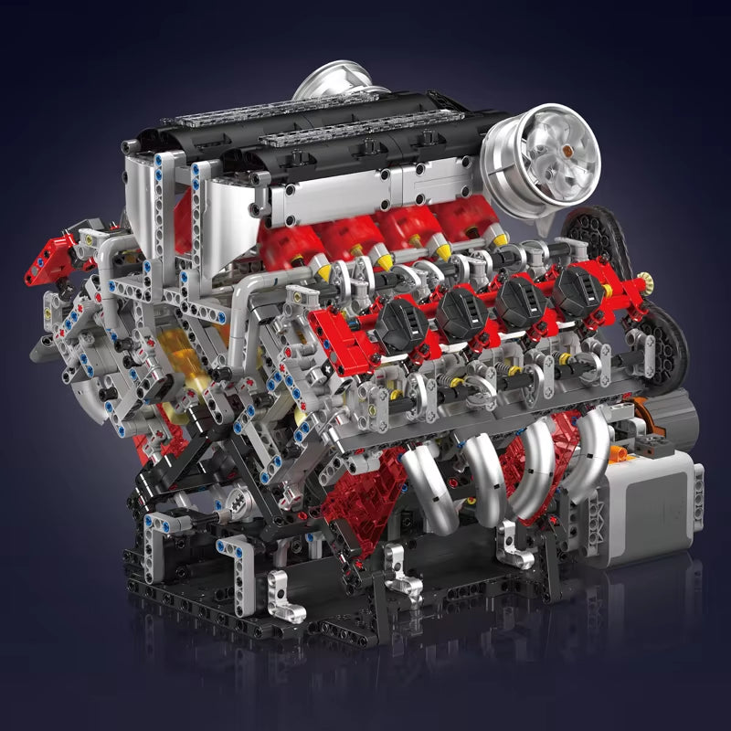 Mould King 10130 the F488 Supercar V8 Engine Building Block Technical Car Brick Set Assembly Car Engine Toys Kids Christmas Gift