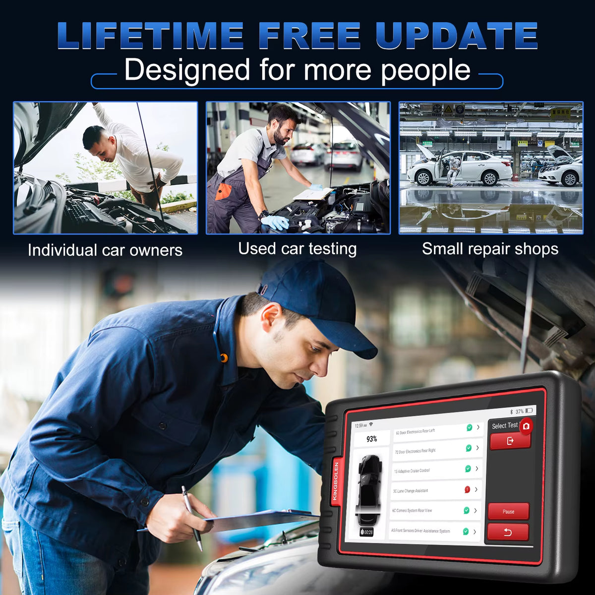 KINGBOLEN S6 CAN FD Comprehensive Automotive Diagnostic Tool with Bluetooth Connectivity and 28 Reset Functions - Lifetime Free Updates