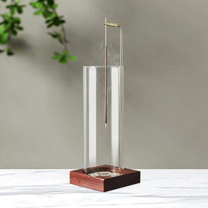 Incense Holder,Wooden Incense Holder for Sticks with 20 Incense Sticks, Anti-Ash Incense Burner with Glass Ash Catcher for Meditation Yoga Spa Gift Home Decor