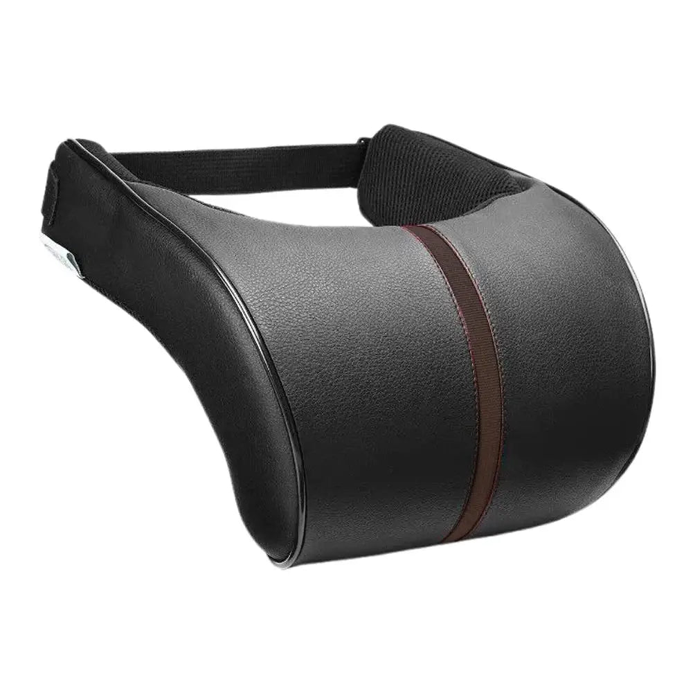 Adjustable Breathable Memory Foam Car Headrest and Neck Pillow with Leather Finish, Includes Car Waist Pad - Automotive Decorative Accessories