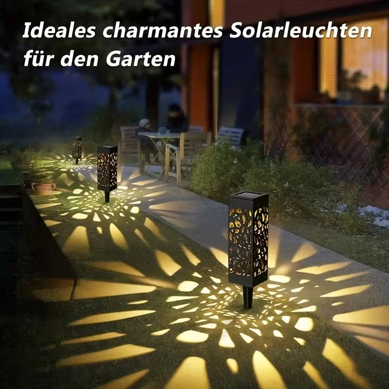 6PCS Solar Powered LED Garden Stake Lights Decorative Hollow-Out Lawn Lamps, Waterproof Outdoor Landscape Lighting 400Mah