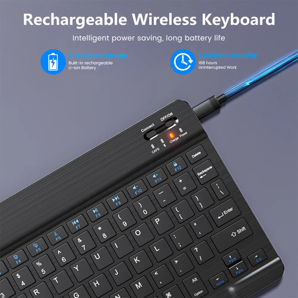 Wireless Bluetooth Keyboard and Mouse for iOS, Android, and Windows Tablets - Compatible with iPad Air, Mini, Pro 
