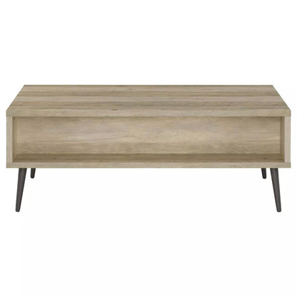 Mid Century Modern Wood Coffee Table with Drawer and Shelf Antique Pine/Gray