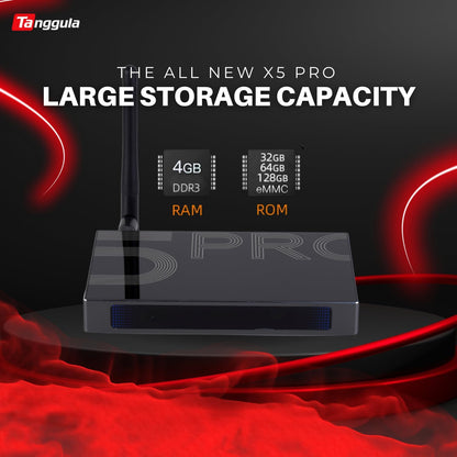 Tanggula X5 Pro 2024 Latest Model 4GB + 128GB. Supports 8K Resolution and Latest Android 11 OS & S905X4 CPU - Voice Control Remote. Metal Casing