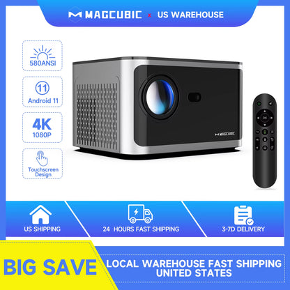 HY350 Projector Android 11 4K 1080P 580ANSI Wifi6 Voice Control Allwinner H713 Electronic Focus BT5.0 Home Projetor