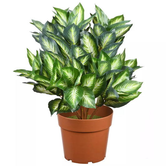 24-Inch Hosta Plant - Indoor/Outdoor Artificial Greenery in Brown Pot, Made of Polyethylene