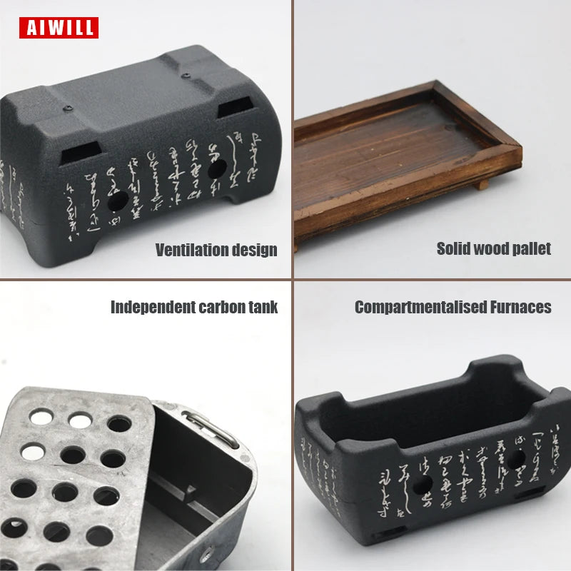 Portable BBQ Grill Korean Food Carbon Furnace Barbecue Stove Charcoal Cooking Oven Household Outdoor Reusable Grill Box