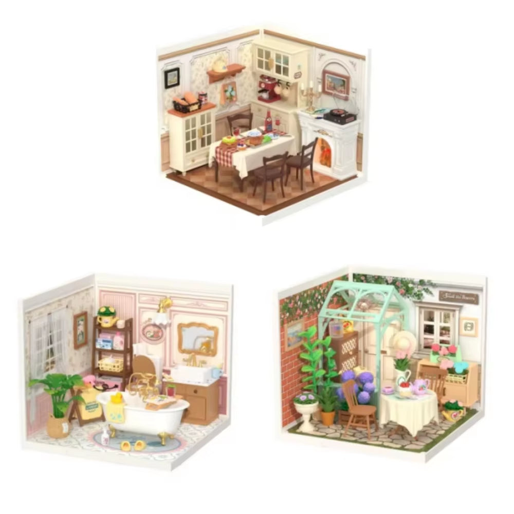 Robotime DIY Miniature Dollhouse Kit with Accessories - Model Supply Store with LED Lighting, Perfect for Birthdays