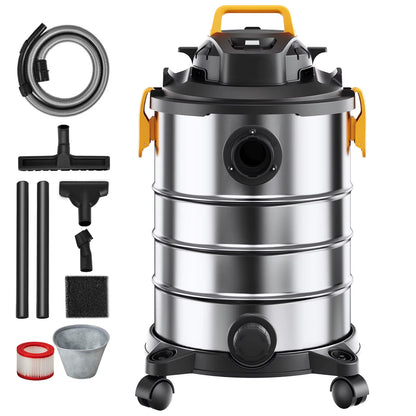 Stainless Steel Wet Dry Shop Vacuum Wet Dry Vac Powerful Suction Small Shop Vac Perfect for Carpet Debris Pet Hair
