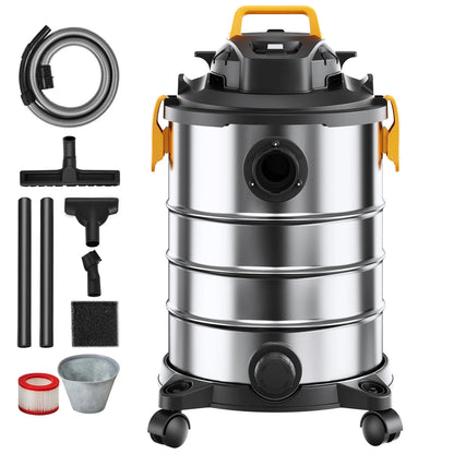 Succebuy Stainless Steel Wet/Dry Vacuum Cleaner with Powerful Suction for Carpets, Debris, and Pet Hair