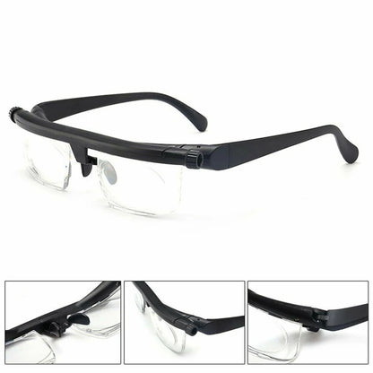 Dial Adjustable Glasses Variable Focus for Reading Distance Vision Eyeglasses US