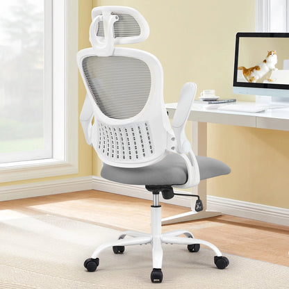 JHK Mesh Ergonomic Office Chair with Adjustable Headrest and Flip-Up Arms, Featuring Comfortable Lumbar Support for Home Office Use