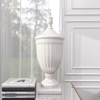26-Inch Contemporary White Ceramic Vase - Elegant Large Tabletop Decor with Unique Design