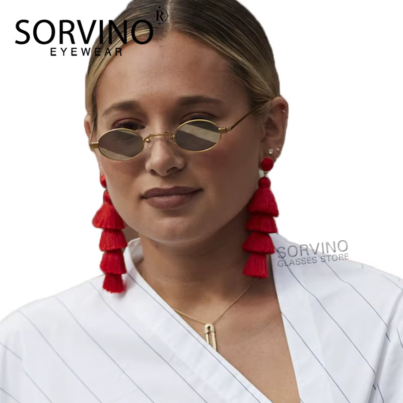 Skinny Steampunk Oval Sunglasses 2020 Women Vintage Small Steam Punk Goggles Designer Gold Tiny Sun Glasses Shades SN229