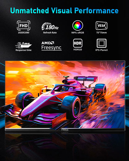 Fyhxele 24Inch 180Hz Gaming Monitor 1K FHD Computer Display 1Ms Response Time Eye Care Screen LCD Support HDR G-Sync VESA
