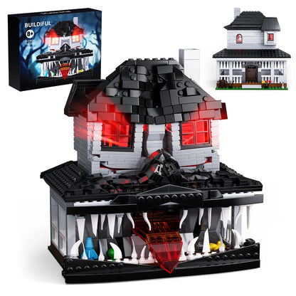 Haunted House Building Brick Set with LED Lighting - Decorative Model for Halloween Gifts for Children