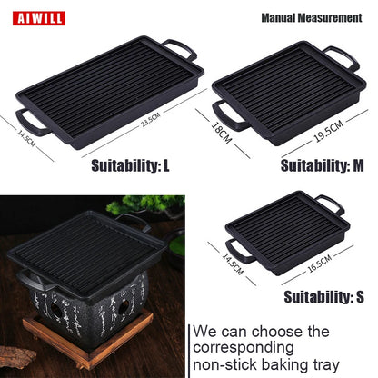 Portable BBQ Grill Korean Food Carbon Furnace Barbecue Stove Charcoal Cooking Oven Household Outdoor Reusable Grill Box
