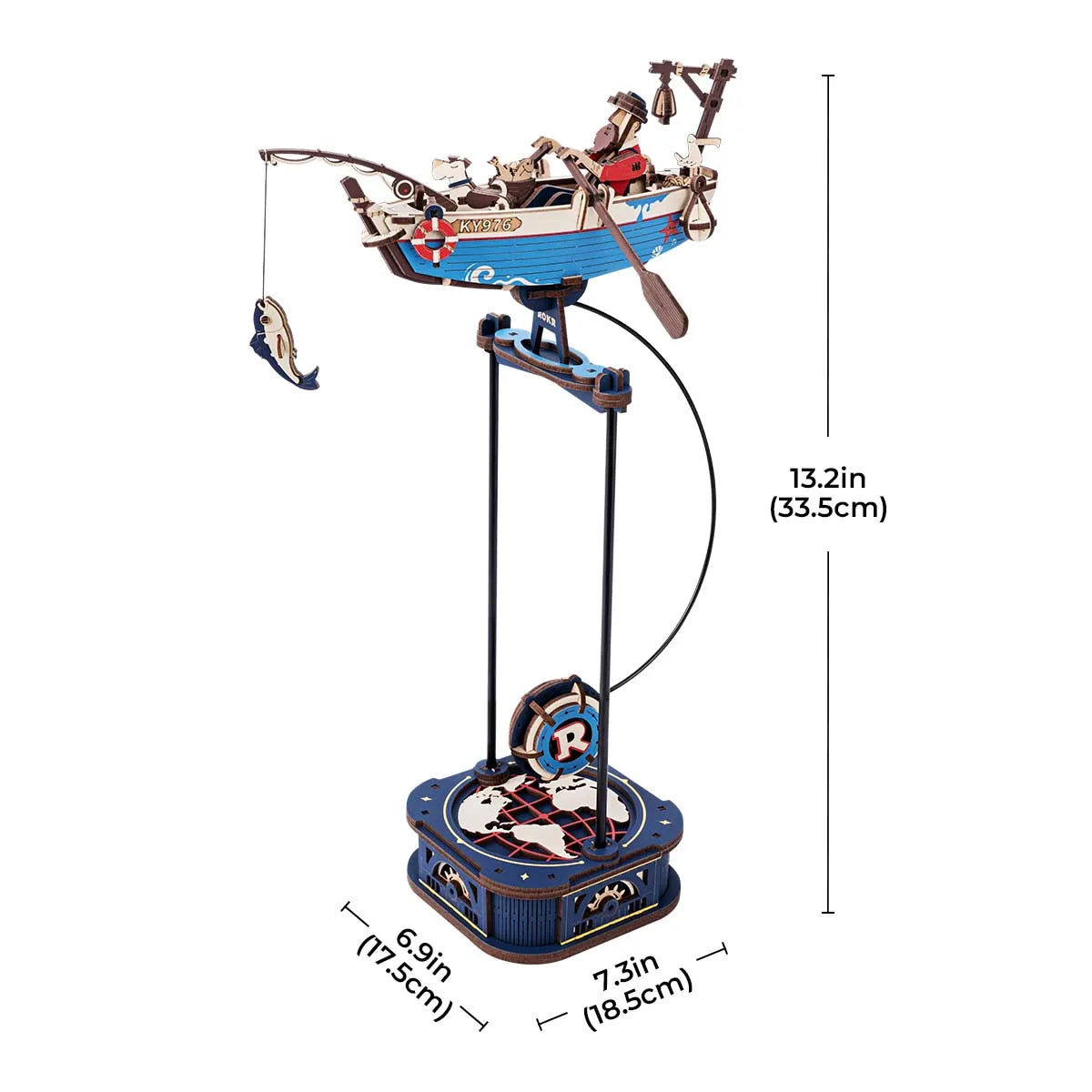 Robotime Gravity Swing Model Building Kit - 3D Wooden Puzzle Set for Sky Captain and Ocean Fisher - Ideal Gifts for Adults and Teens