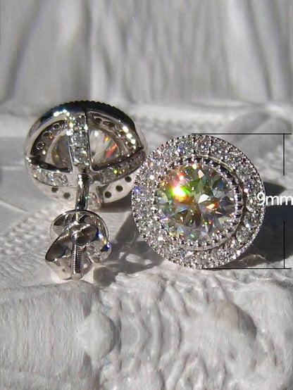 Korean Style Bridal Earrings with Sparkling Round Stones and Full Drill Design - Elegant and Delicate Casual Accessories for Valentine's Day