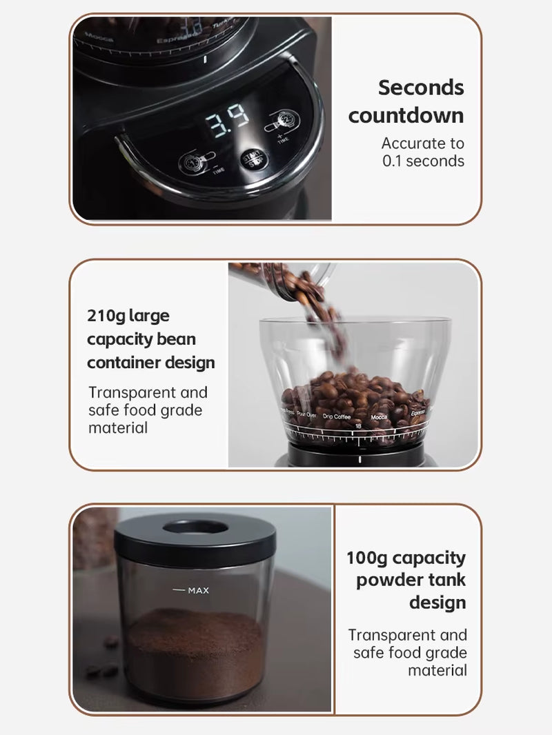 Hibrew Electric Burr Coffee Grinder with 34 Grind Settings for Espresso and Pour Over, Featuring Visual Bean Storage G3