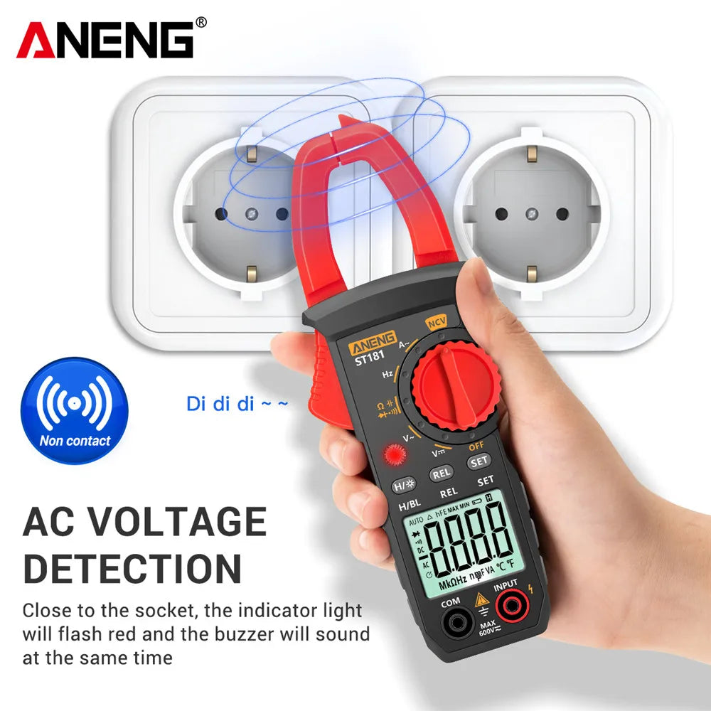 ST181 Digital Clamp Meter DC/AC Current 4000 Counts Multimeter Ammeter Voltage Tester Car Amp Hz Capacitance NCV Ohm Test