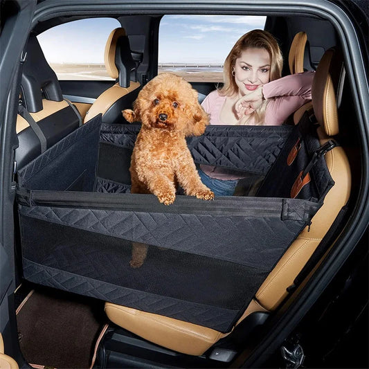 Portable Dog Car Rear Seat Protective Cover Waterproof Dirt Resistant Pet Seat Cover Black Shoulder Strap Hammock Travelmattress