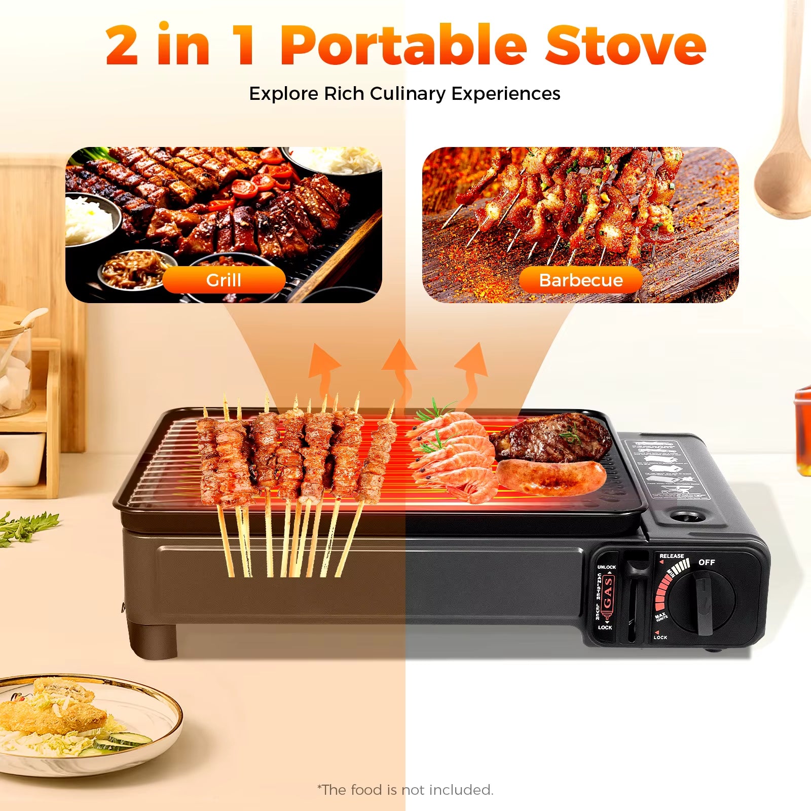 Portable Camping Grill Gas Stove Butane Gas Stove for Camping, Traveling, Trekking 0.25-0.3Mpa 41.5*28*11Cm