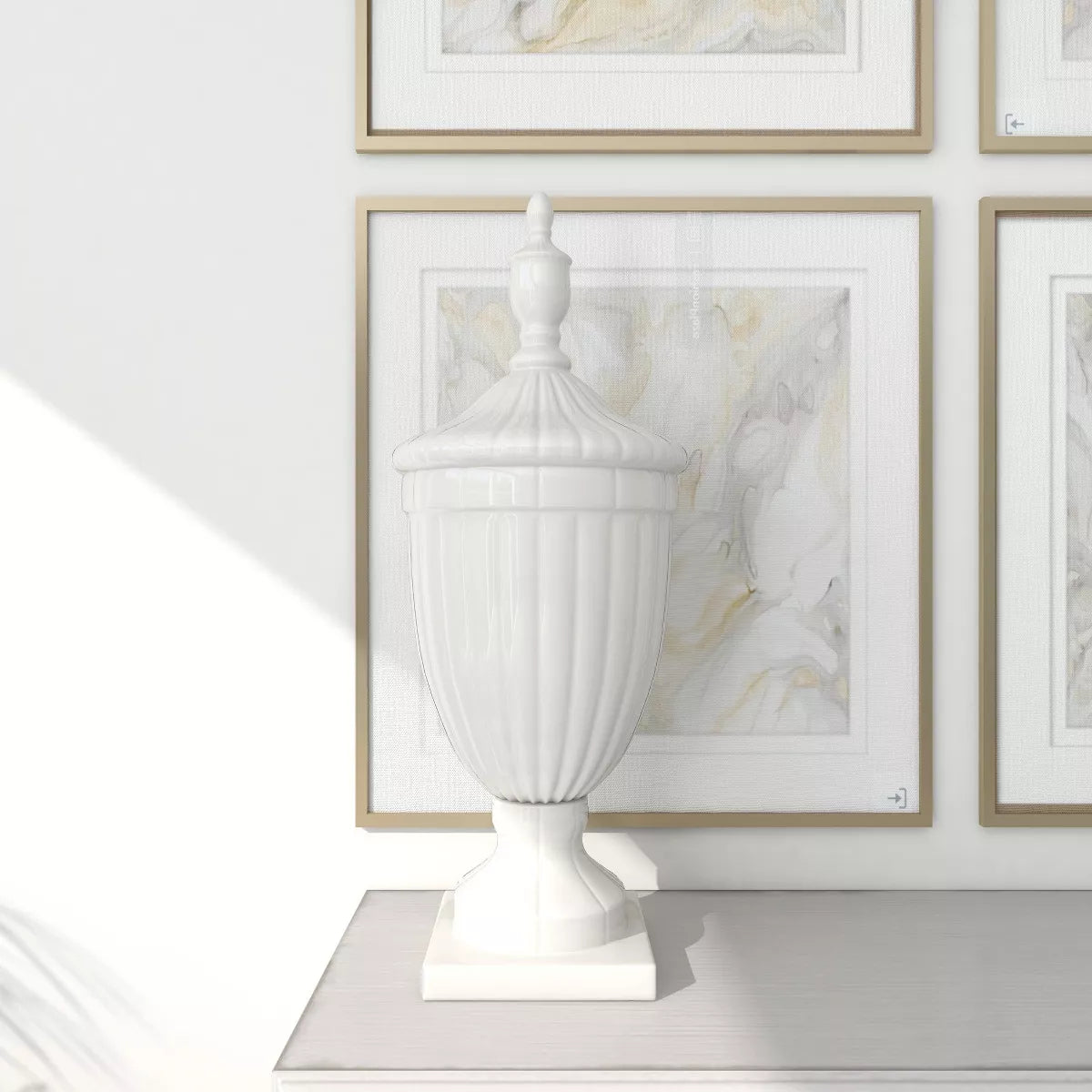 26-Inch Contemporary White Ceramic Vase - Elegant Large Tabletop Decor with Unique Design