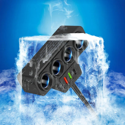 High-Performance 120W Car Cigarette Lighter Socket Splitter with QC3.0 and PD Technology, Featuring 4 Sockets and 3 USB Charging Ports