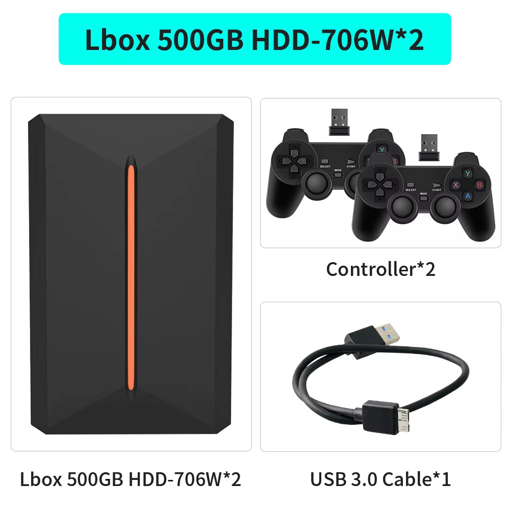 Launchbox OS 500GB Portable Gaming HDD Retro Game Console with 3700+PC/3D Games for Ps4/Ps3/Ps2/Ps1/Wii/Wiiu for Wins Pc/Laptop