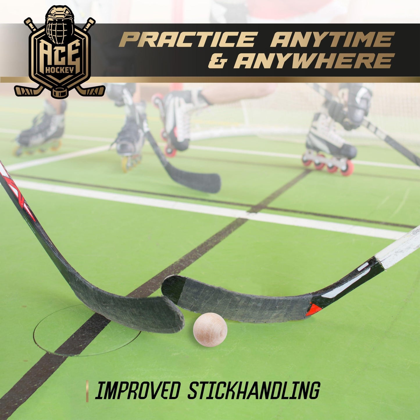 Swedish Stickhandling Balls Unfinished Hardwood No Bounce Floorball Training Equipment for Floor Dribbling Skills Dekes Fakes & Ball Handling Drills 2 Inch Diameter