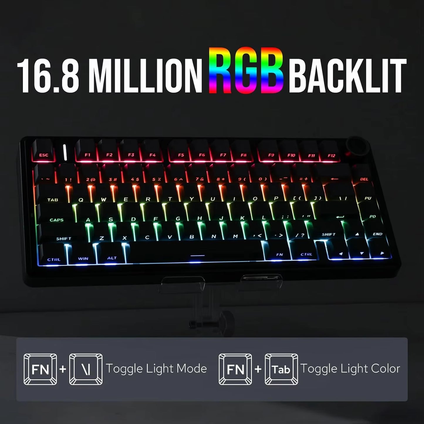 AULA F75 Pro Gasket Mounted Wireless Gaming Mechanical Keyboard RGB Customized 75% Layout Side-Engraving PBT Keycaps