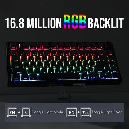 AULA F75 Pro Gasket Mounted Wireless Gaming Mechanical Keyboard RGB Customized 75% Layout Side-Engraving PBT Keycaps