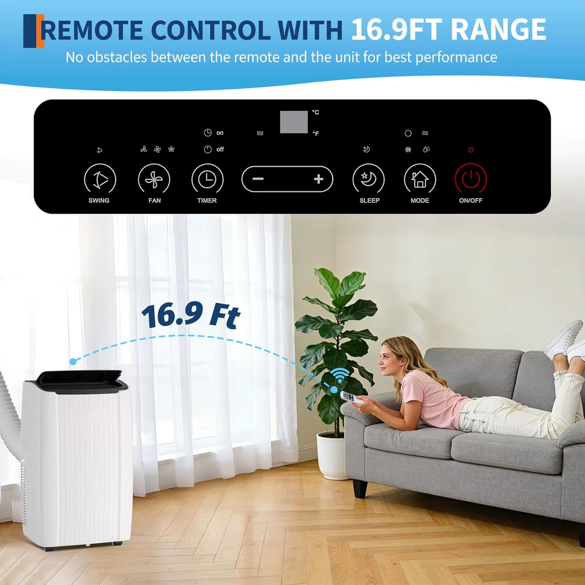 12000/14000 BTU Portable Air Conditioner, 3-In-1 AC Unit with Dehumidifier & Fan, Powerful Cooling for Large Rooms up to 550/700 Sq.Ft, Remote Control, White