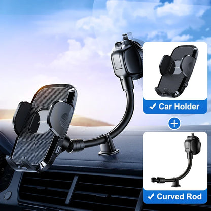 Dashboard Phone Holder for Car【360° Widest View】9In Flexible Long Arm, Universal Handsfree Auto Windshield Air Vent Phone Mount