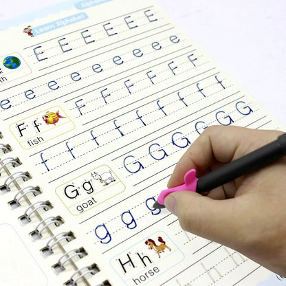 4 Books Magic Groovd Copybook Spanish English French German Calligraphy Practice Book Reusable Handwriting Workbooks for Kids