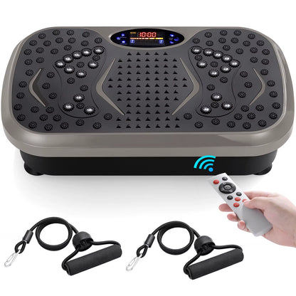 Vibration Plate Exercise Machine - Whole Body Workout Vibration Fitness Platform W/ Loop Bands - Home Training Equipment