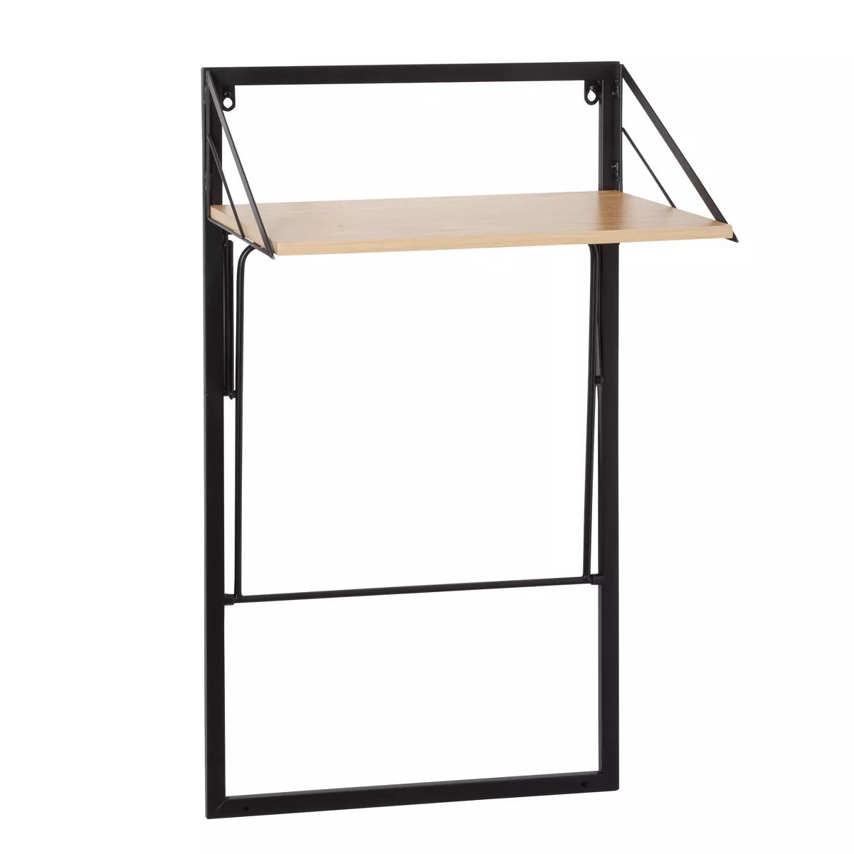 Laundry Shelf + Hamper Combo with Wood Light Oak: Wall Mounted Hanging Clothes Hamper, Collapsible Sorter