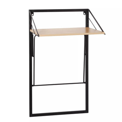 Laundry Shelf + Hamper Combo with Wood Light Oak: Wall Mounted Hanging Clothes Hamper, Collapsible Sorter