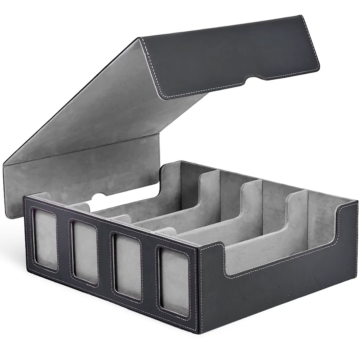 Professional Trading Card Storage Box with Display; 4-Row Deck Case Featuring Removable Lid; Accommodates Over 2400 Cards; Compatible with Magic TCG, PTCG, and Sports Cards